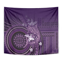 Samoa Tatau Marlin Tapestry With Siapo Motifs Violet