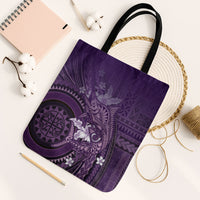 Samoa Tatau Marlin Tote Bag With Siapo Motifs Violet LT05 Black Strap One Size Violet - Polynesian Pride
