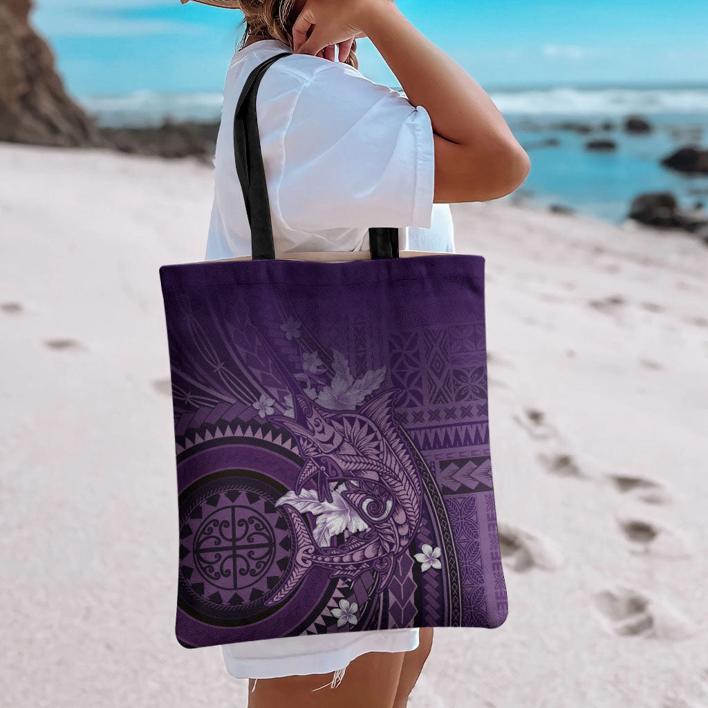 Samoa Tatau Marlin Tote Bag With Siapo Motifs Violet LT05 - Polynesian Pride