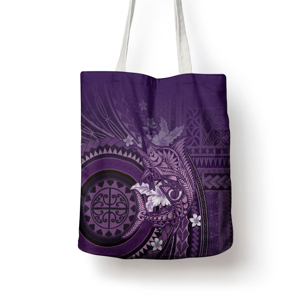 Samoa Tatau Marlin Tote Bag With Siapo Motifs Violet LT05 - Polynesian Pride