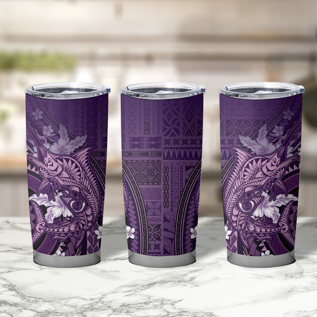 Samoa Tatau Marlin Tumbler Cup With Siapo Motifs Violet LT05 - Polynesian Pride