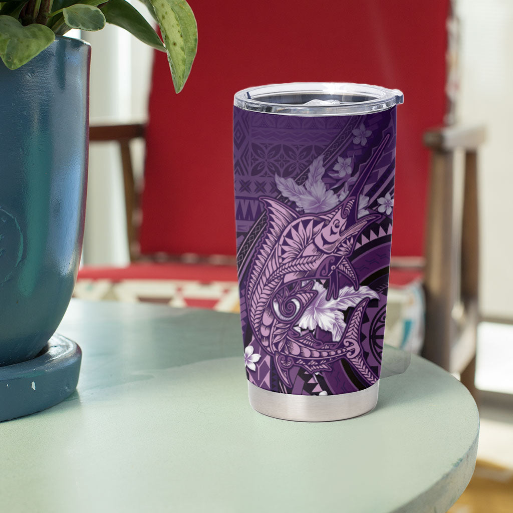 Samoa Tatau Marlin Tumbler Cup With Siapo Motifs Violet LT05 - Polynesian Pride