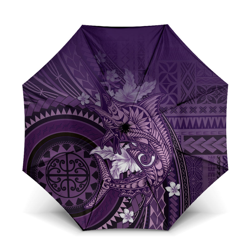 Samoa Tatau Marlin Umbrella With Siapo Motifs Violet LT05 One Size Folded 11.42 inch Opened Diameter 37.4 inch Violet - Polynesian Pride