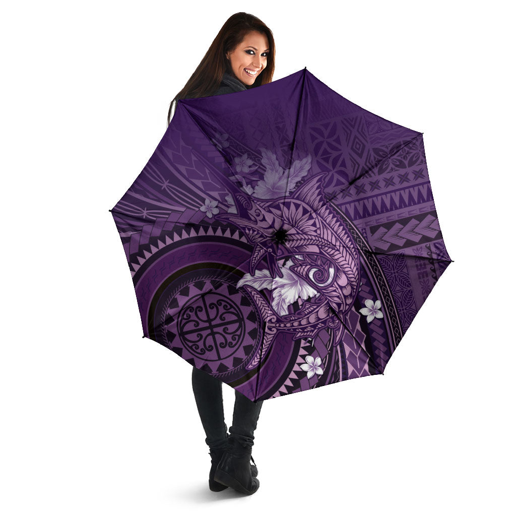 Samoa Tatau Marlin Umbrella With Siapo Motifs Violet LT05 - Polynesian Pride