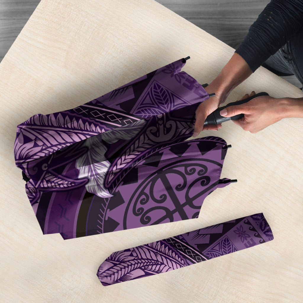 Samoa Tatau Marlin Umbrella With Siapo Motifs Violet LT05 - Polynesian Pride