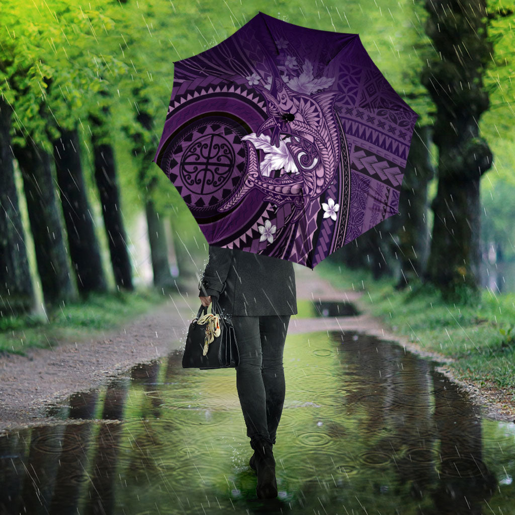 Samoa Tatau Marlin Umbrella With Siapo Motifs Violet LT05 - Polynesian Pride