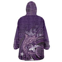 Samoa Tatau Marlin Wearable Blanket Hoodie With Siapo Motifs Violet LT05 - Polynesian Pride