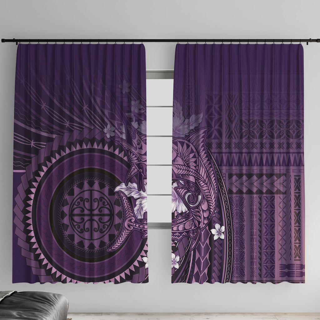 Samoa Tatau Marlin Window Curtain With Siapo Motifs Violet