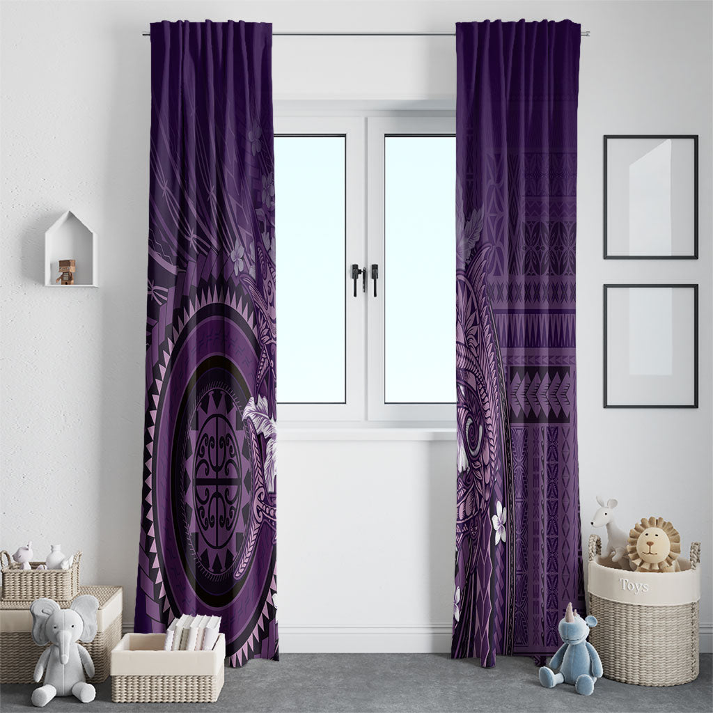 Samoa Tatau Marlin Window Curtain With Siapo Motifs Violet