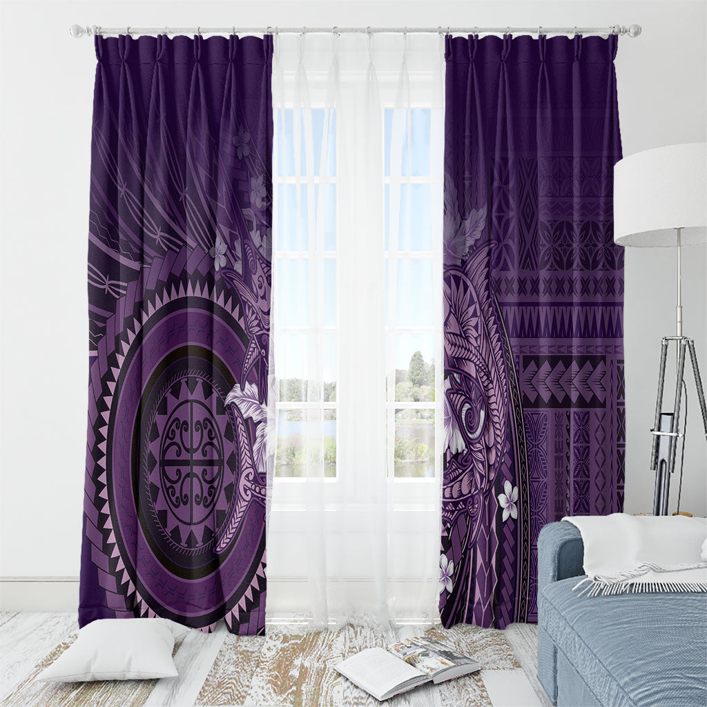 Samoa Tatau Marlin Window Curtain With Siapo Motifs Violet