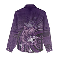 Samoa Tatau Marlin Women Casual Shirt With Siapo Motifs Violet LT05 - Polynesian Pride
