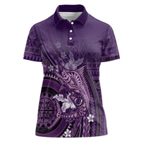 Samoa Tatau Marlin Women Polo Shirt With Siapo Motifs Violet LT05 Female Violet - Polynesian Pride