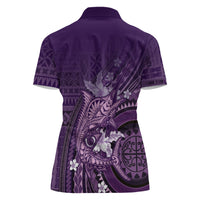 Samoa Tatau Marlin Women Polo Shirt With Siapo Motifs Violet LT05 - Polynesian Pride