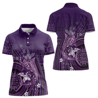 Samoa Tatau Marlin Women Polo Shirt With Siapo Motifs Violet LT05 - Polynesian Pride