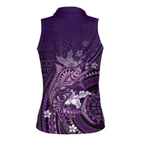 Samoa Tatau Marlin Women Sleeveless Polo Shirt With Siapo Motifs Violet LT05 - Polynesian Pride