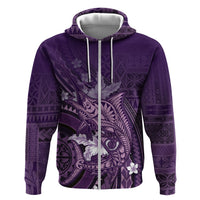 Samoa Tatau Marlin Zip Hoodie With Siapo Motifs Violet LT05 Zip Hoodie Violet - Polynesian Pride