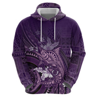 Samoa Tatau Marlin Zip Hoodie With Siapo Motifs Violet LT05 - Polynesian Pride