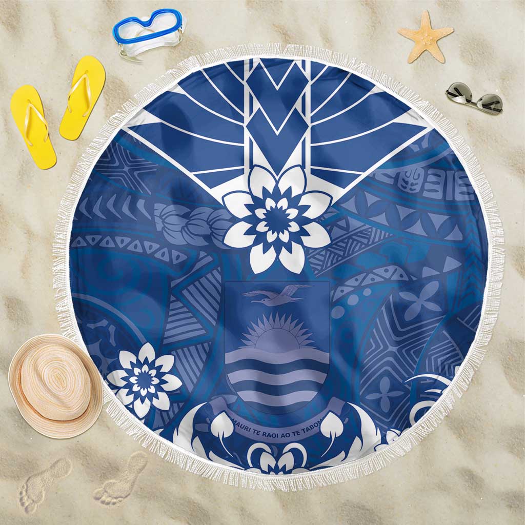 Wikin te Taetae ni Kiribati Beach Blanket Pacific Tapa Pattern LT05 One Size 150cm Blue - Polynesian Pride
