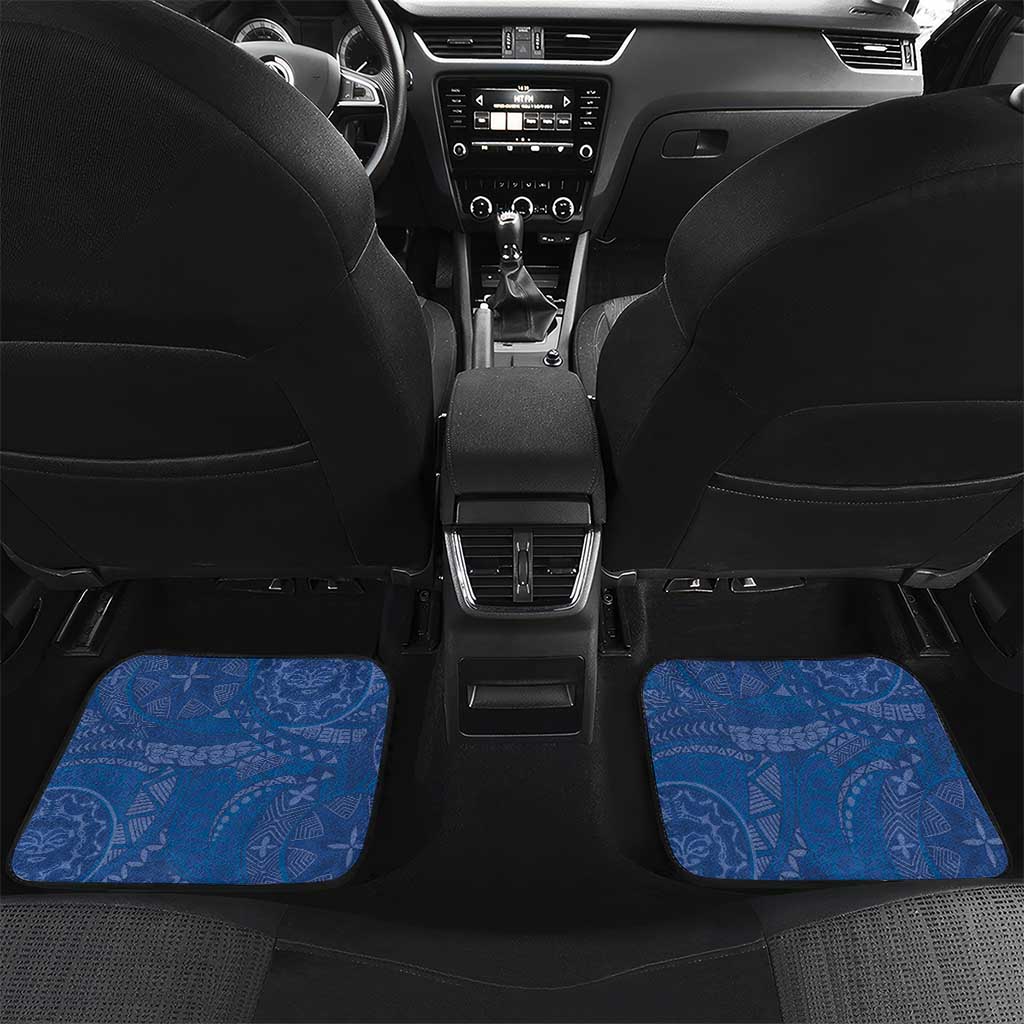Wikin te Taetae ni Kiribati Car Mats Pacific Tapa Pattern LT05 Set 2pcs - Back Blue - Polynesian Pride