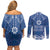 Wikin te Taetae ni Kiribati Couples Matching Off Shoulder Short Dress and Long Sleeve Button Shirt Pacific Tapa Pattern