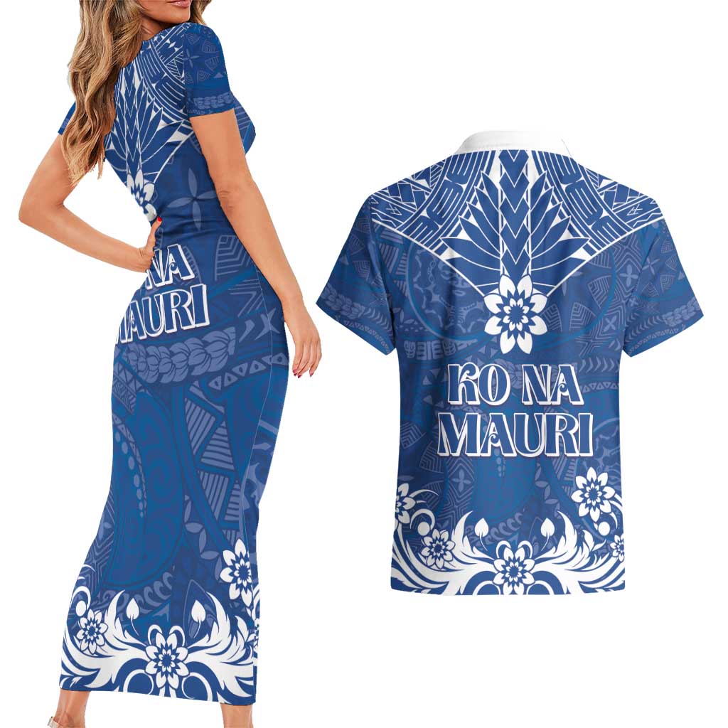 Wikin te Taetae ni Kiribati Couples Matching Short Sleeve Bodycon Dress and Hawaiian Shirt Pacific Tapa Pattern LT05 - Polynesian Pride