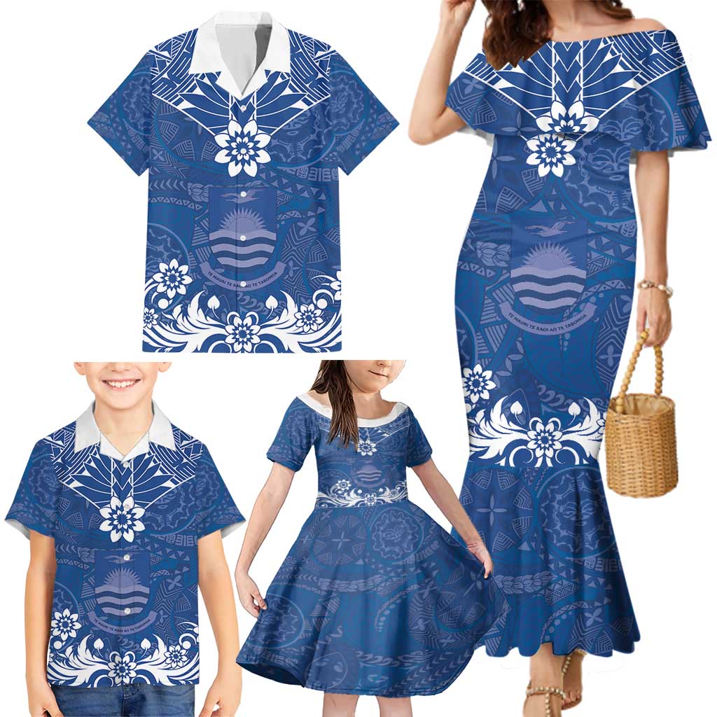 Wikin te Taetae ni Kiribati Family Matching Mermaid Dress and Hawaiian Shirt Pacific Tapa Pattern