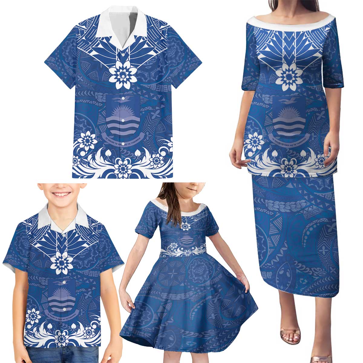 Wikin te Taetae ni Kiribati Family Matching Puletasi and Hawaiian Shirt Pacific Tapa Pattern LT05 - Polynesian Pride