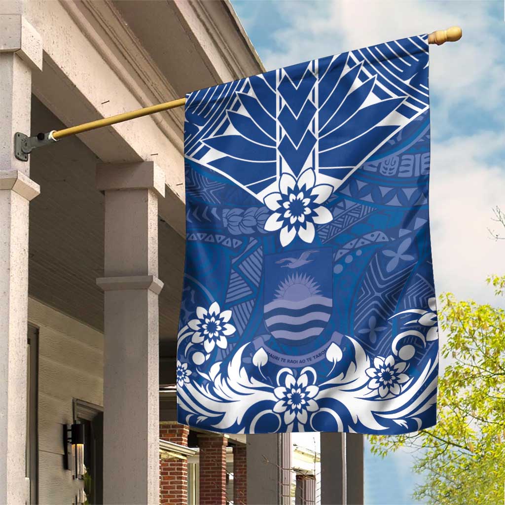 Wikin te Taetae ni Kiribati Garden Flag Pacific Tapa Pattern LT05 House Flag Blue - Polynesian Pride