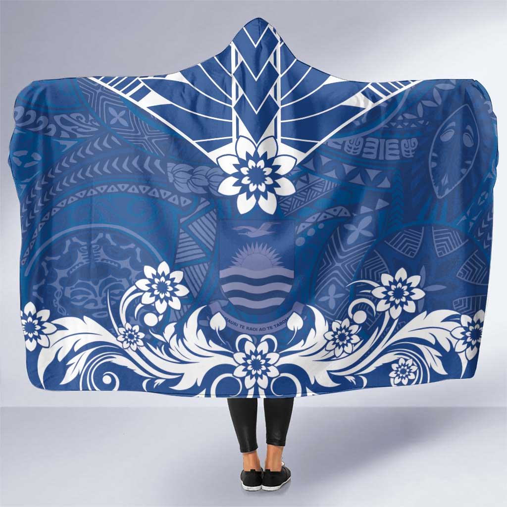 Wikin te Taetae ni Kiribati Hooded Blanket Pacific Tapa Pattern LT05 One Size Blue - Polynesian Pride