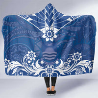Wikin te Taetae ni Kiribati Hooded Blanket Pacific Tapa Pattern LT05 One Size Blue - Polynesian Pride