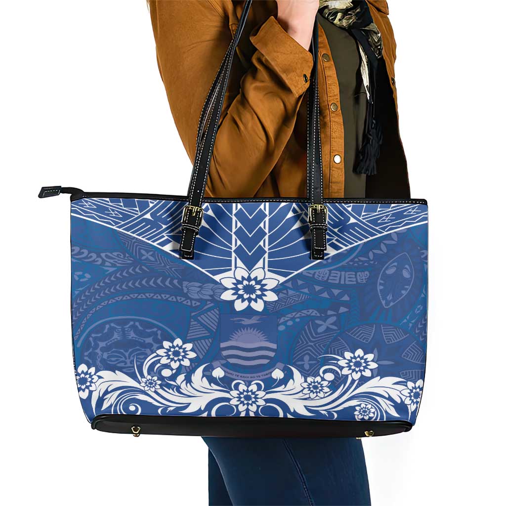 Wikin te Taetae ni Kiribati Leather Tote Bag Pacific Tapa Pattern LT05 - Polynesian Pride
