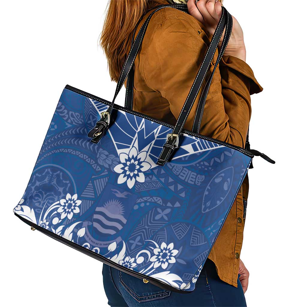 Wikin te Taetae ni Kiribati Leather Tote Bag Pacific Tapa Pattern LT05 - Polynesian Pride