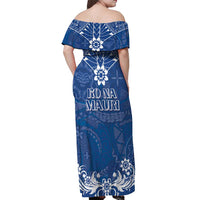 Wikin te Taetae ni Kiribati Off Shoulder Maxi Dress Pacific Tapa Pattern LT05 - Polynesian Pride