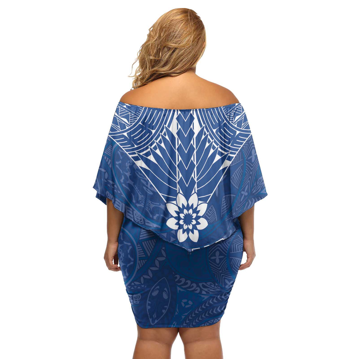 Wikin te Taetae ni Kiribati Off Shoulder Short Dress Pacific Tapa Pattern LT05 - Polynesian Pride