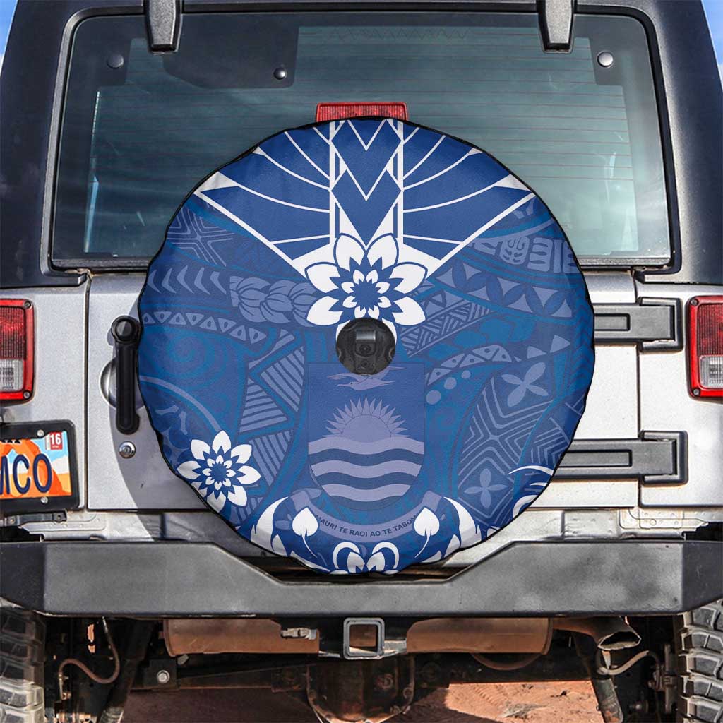 Wikin te Taetae ni Kiribati Spare Tire Cover Pacific Tapa Pattern LT05 Blue - Polynesian Pride