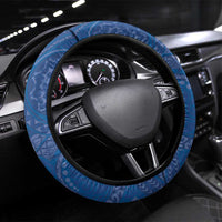 Wikin te Taetae ni Kiribati Steering Wheel Cover Pacific Tapa Pattern LT05 Universal Fit Blue - Polynesian Pride