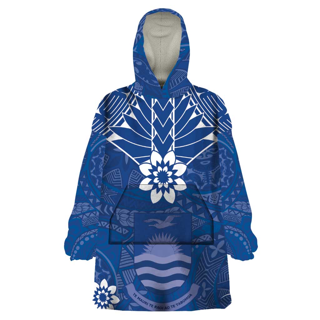 Wikin te Taetae ni Kiribati Wearable Blanket Hoodie Pacific Tapa Pattern LT05 One Size Blue - Polynesian Pride
