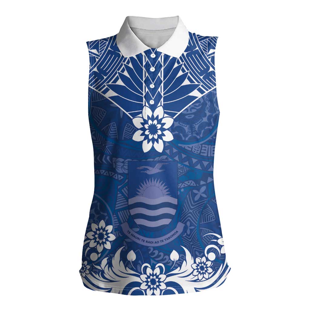 Wikin te Taetae ni Kiribati Women Sleeveless Polo Shirt Pacific Tapa Pattern