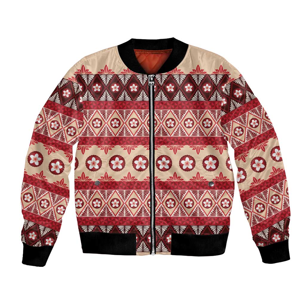 Tonga Language Week Bomber Jacket Lea Faka-Tonga Everyday LT05 Unisex Beige - Polynesian Pride