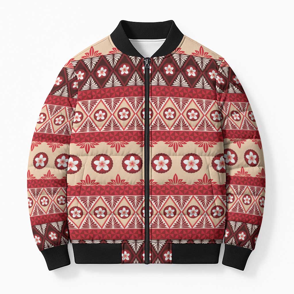 Tonga Language Week Bomber Puffer Jacket Lea Faka-Tonga Everyday LT05 Unisex Beige - Polynesian Pride