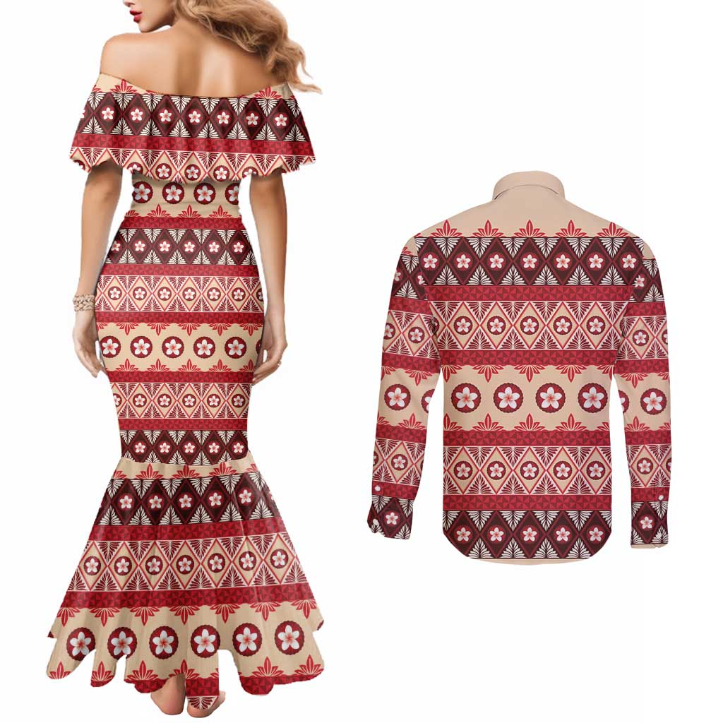 Tonga Language Week Couples Matching Mermaid Dress and Long Sleeve Button Shirt Lea Faka-Tonga Everyday LT05 - Polynesian Pride
