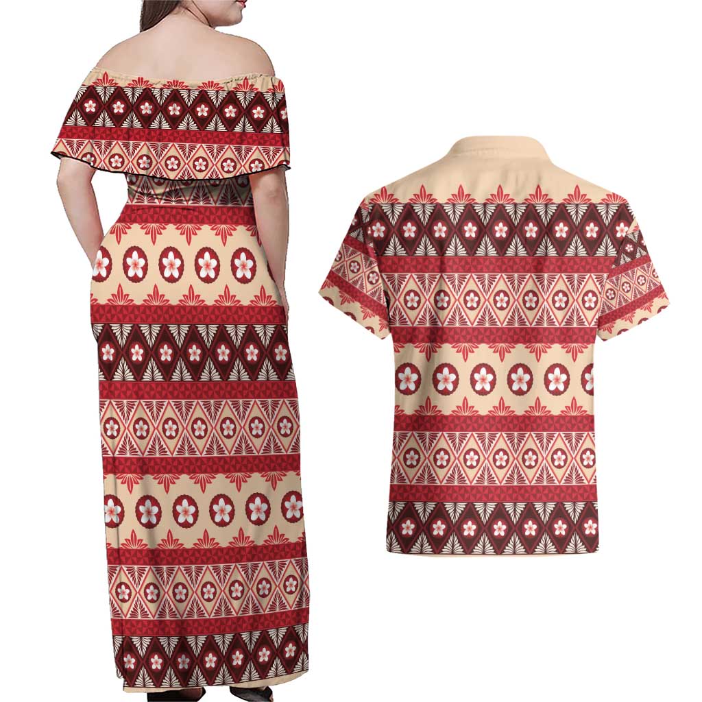 Tonga Language Week Couples Matching Off Shoulder Maxi Dress and Hawaiian Shirt Lea Faka-Tonga Everyday LT05 - Polynesian Pride