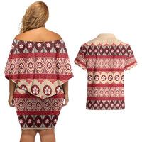 Tonga Language Week Couples Matching Off Shoulder Short Dress and Hawaiian Shirt Lea Faka-Tonga Everyday LT05 - Polynesian Pride
