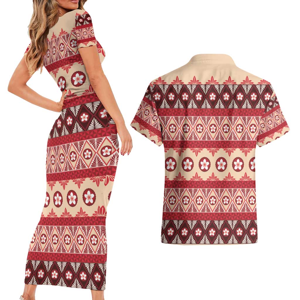 Tonga Language Week Couples Matching Short Sleeve Bodycon Dress and Hawaiian Shirt Lea Faka-Tonga Everyday LT05 - Polynesian Pride
