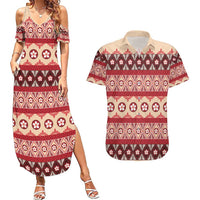 Tonga Language Week Couples Matching Summer Maxi Dress and Hawaiian Shirt Lea Faka-Tonga Everyday LT05 Beige - Polynesian Pride