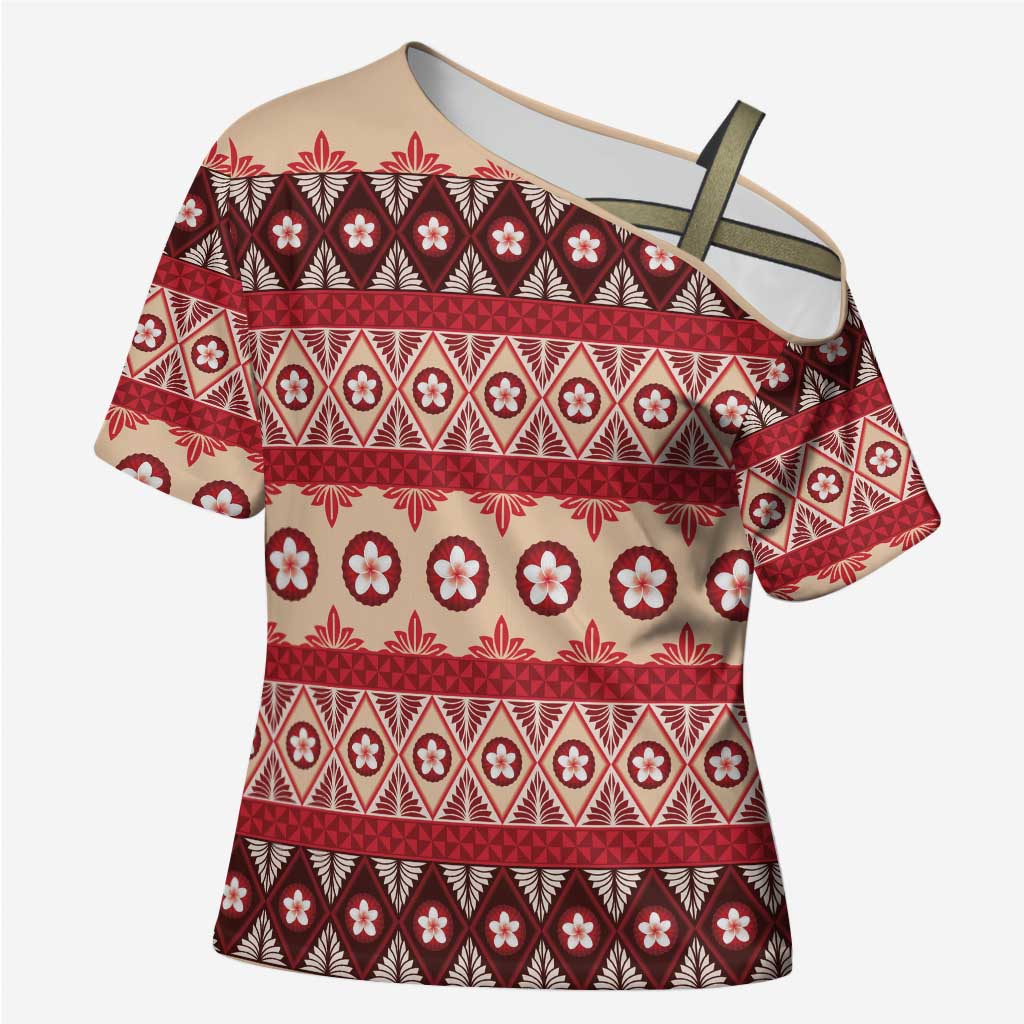 Tonga Language Week Cross Shoulder Shirt Lea Faka-Tonga Everyday LT05 Female Beige - Polynesian Pride