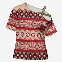 Tonga Language Week Cross Shoulder Shirt Lea Faka-Tonga Everyday LT05 Female Beige - Polynesian Pride
