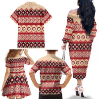 Tonga Language Week Family Matching Off The Shoulder Long Sleeve Dress and Hawaiian Shirt Lea Faka-Tonga Everyday LT05 - Polynesian Pride
