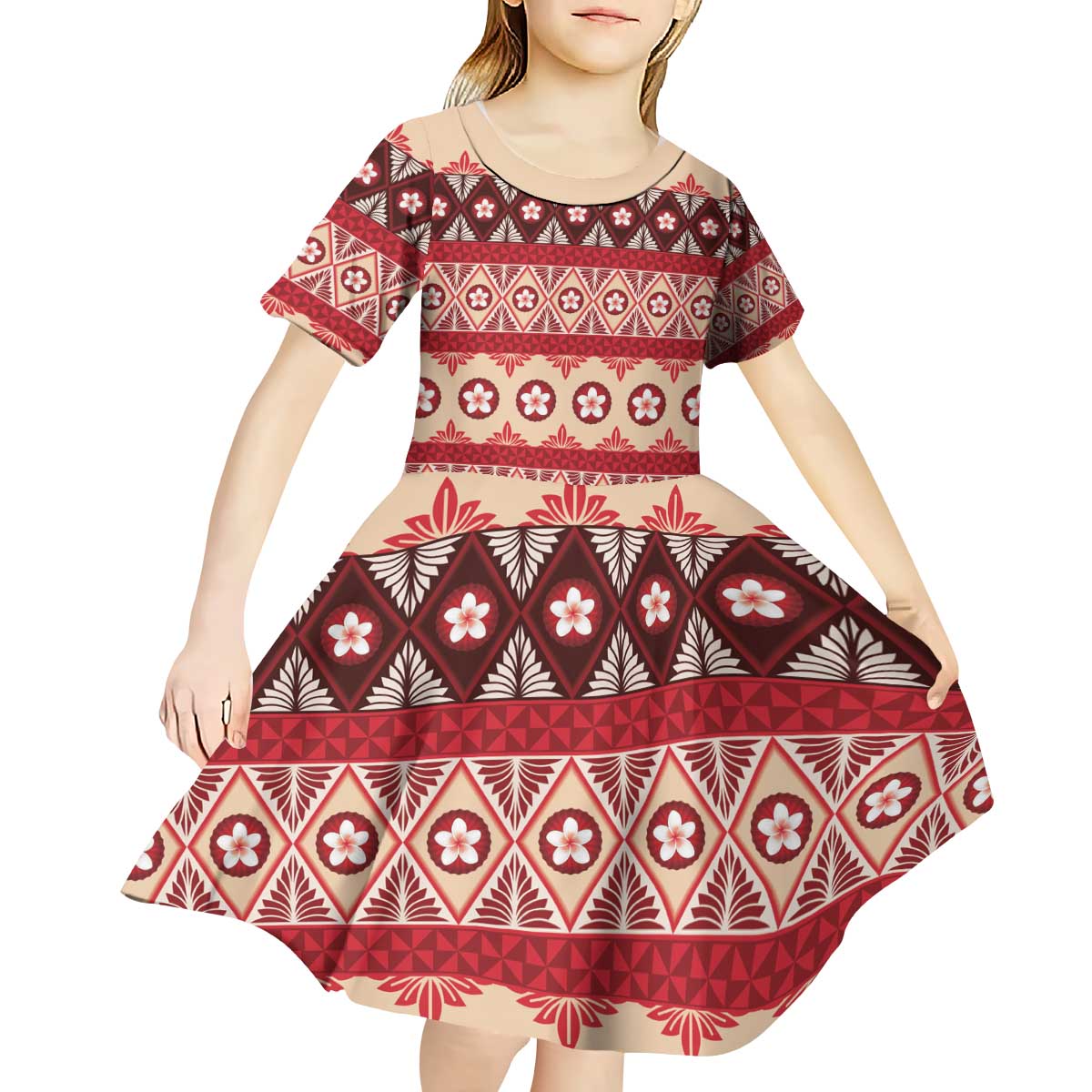 Tonga Language Week Kid Short Sleeve Dress Lea Faka-Tonga Everyday - Polynesian Pride