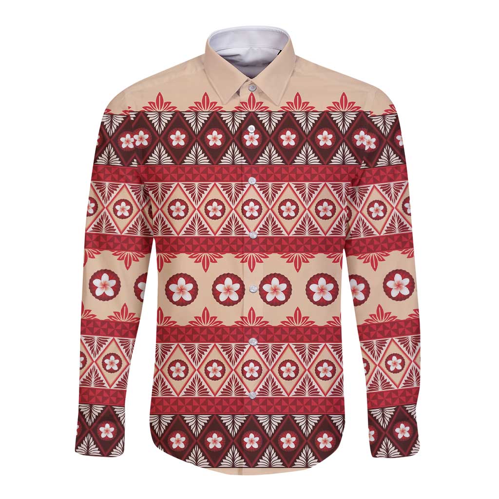 Tonga Language Week Long Sleeve Button Shirt Lea Faka-Tonga Everyday LT05 Unisex Beige - Polynesian Pride